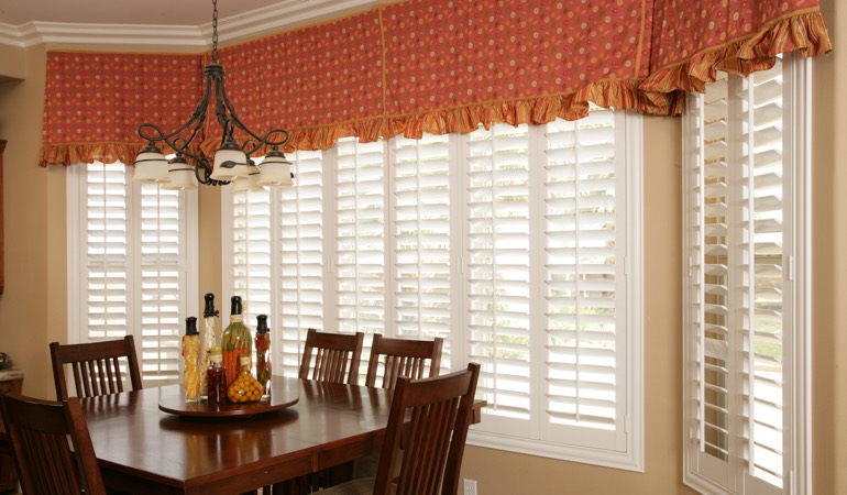 White shutters in Bluff City dining room.